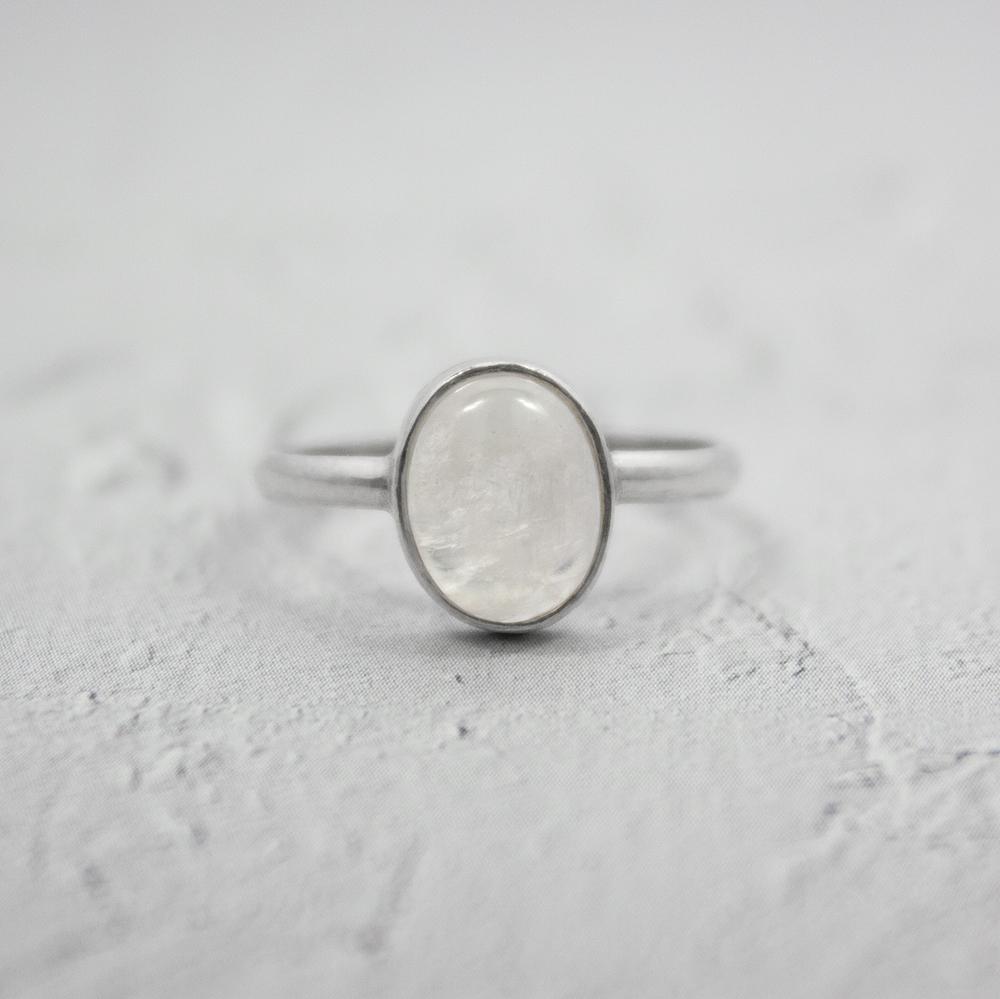 Rainbow Moonstone Open Bezel Sterling Silver Ring - Bela Fils BoutiqueJewelry & WatchesBela Fils Boutique
