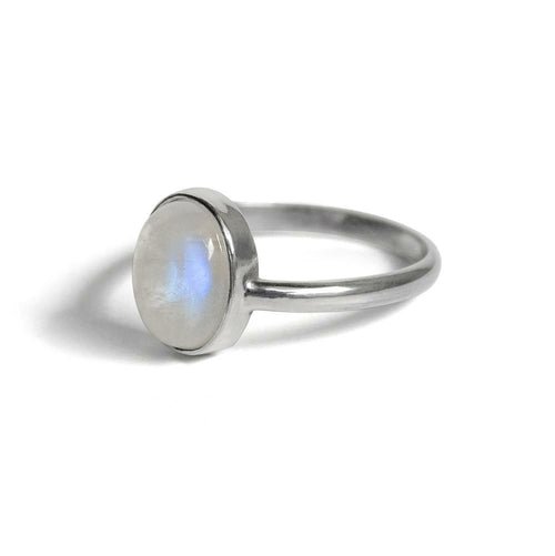 Rainbow Moonstone Open Bezel Sterling Silver Ring - Bela Fils BoutiqueJewelry & WatchesBela Fils Boutique