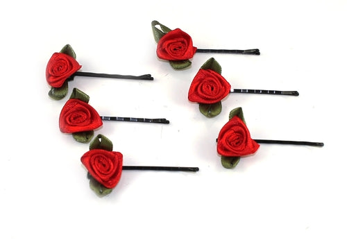 Rose Bud Hair Grips