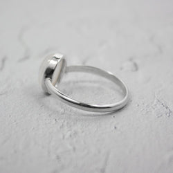 Rainbow Moonstone Open Bezel Sterling Silver Ring