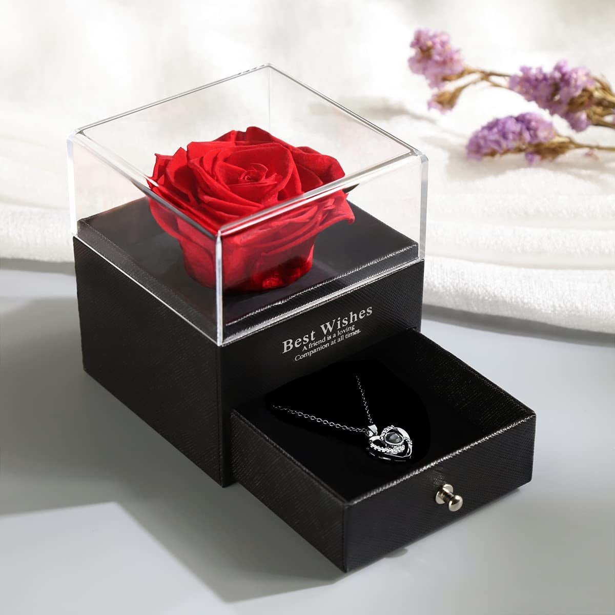 Rose Flower Necklace & Gift Box – Anniversary & Birthday - Bela Fils BoutiqueBela Fils Boutique