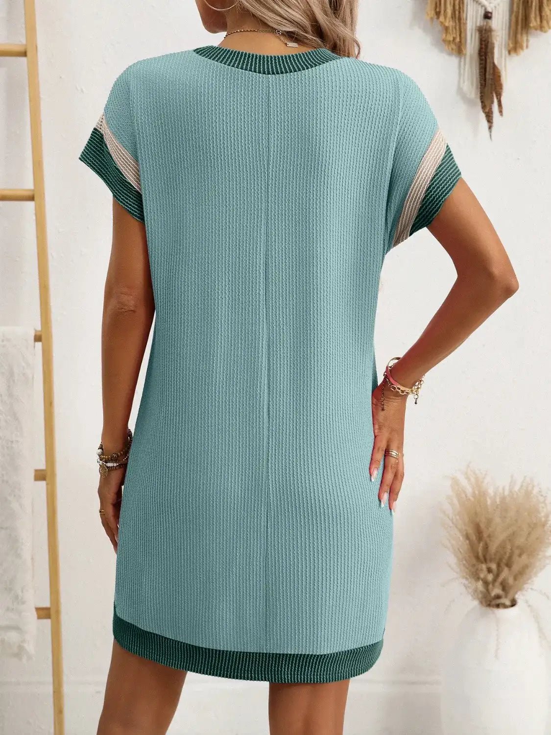 Round Neck Short Sleeve Mini Dress - Bela Fils BoutiqueBela Fils Boutique