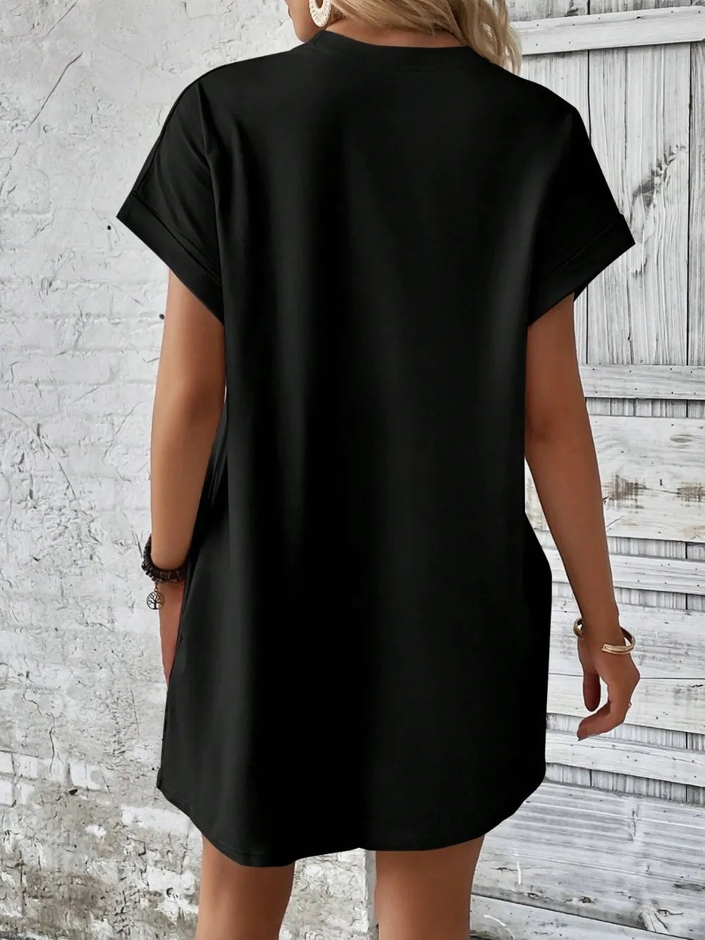 Round Neck Short Sleeve Mini Dress - Bela Fils BoutiqueBela Fils Boutique