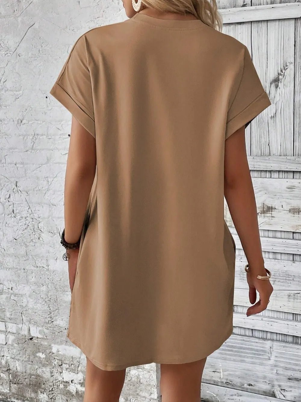 Round Neck Short Sleeve Mini Dress - Bela Fils BoutiqueBela Fils Boutique