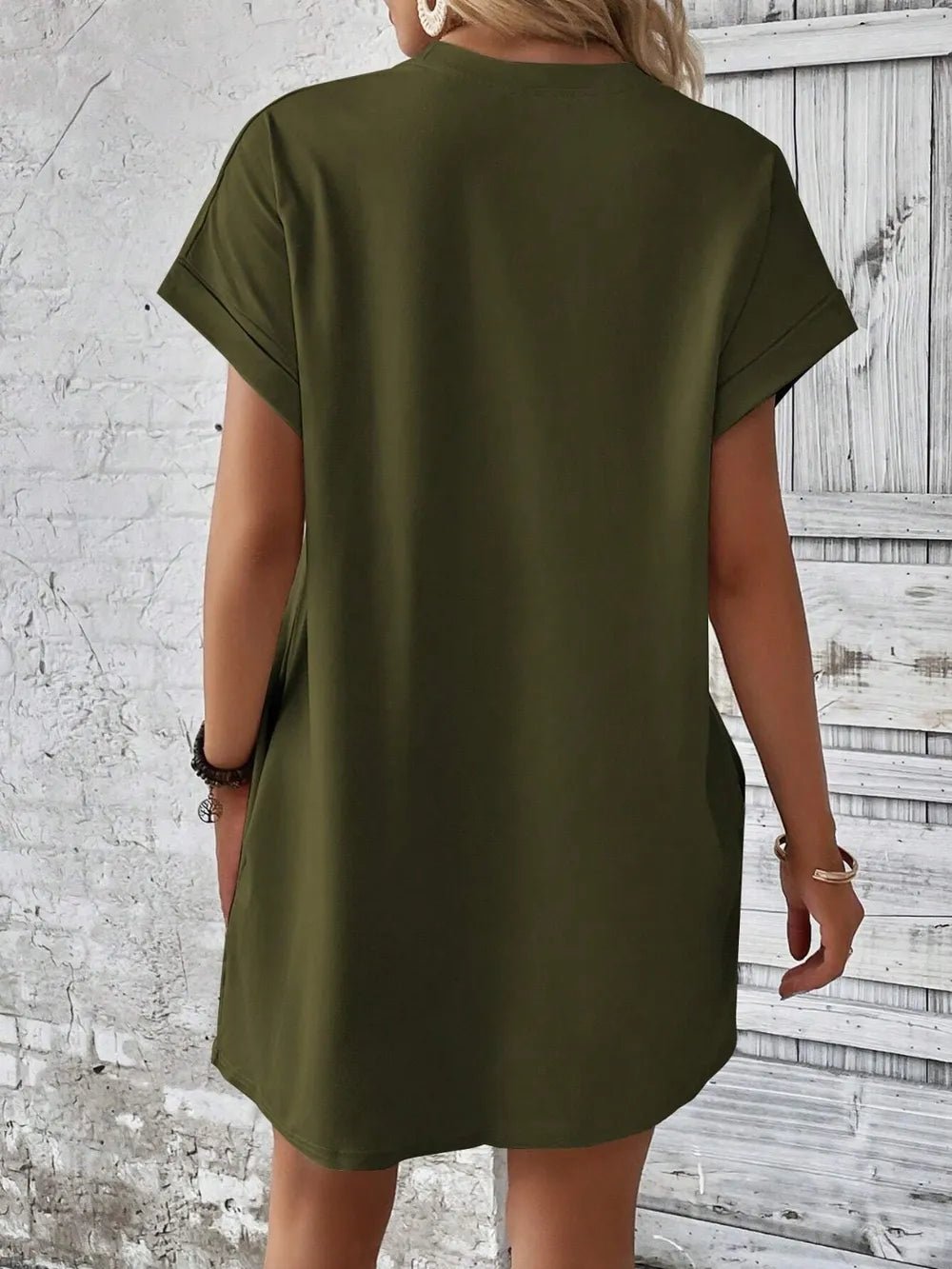 Round Neck Short Sleeve Mini Dress - Bela Fils BoutiqueBela Fils Boutique