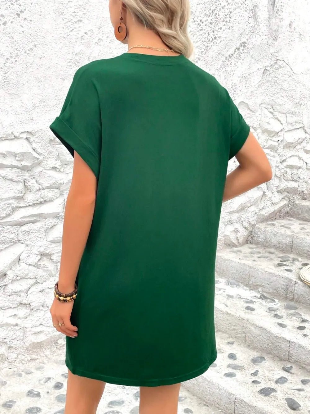 Round Neck Short Sleeve Mini Dress - Bela Fils BoutiqueBela Fils Boutique