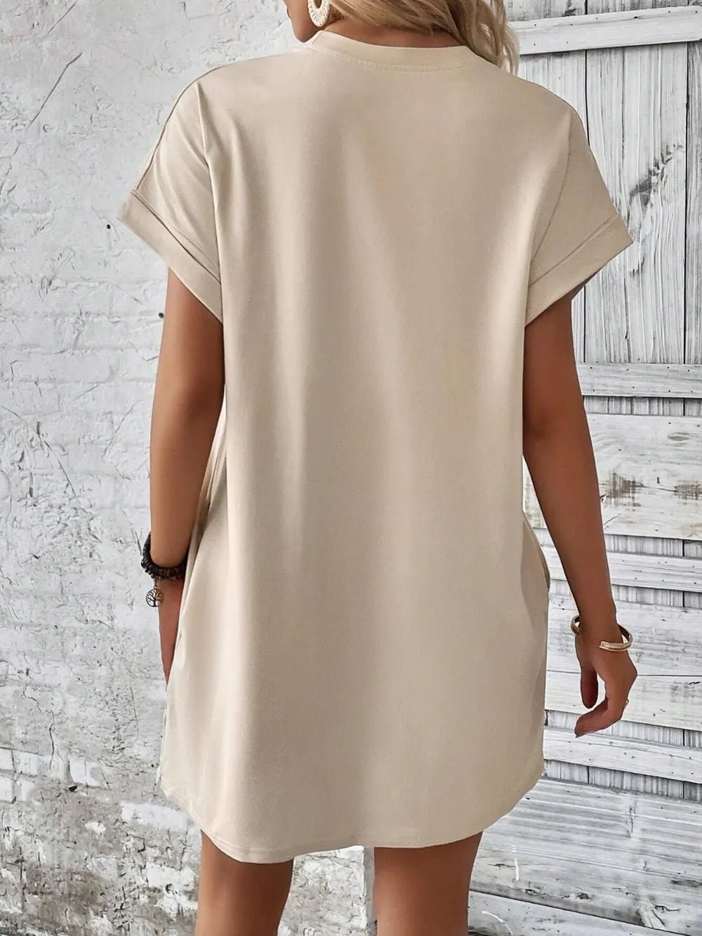 Round Neck Short Sleeve Mini Dress - Bela Fils BoutiqueBela Fils Boutique