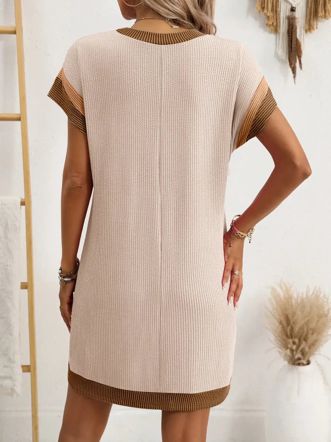 Round Neck Short Sleeve Mini Dress - Bela Fils BoutiqueBela Fils Boutique