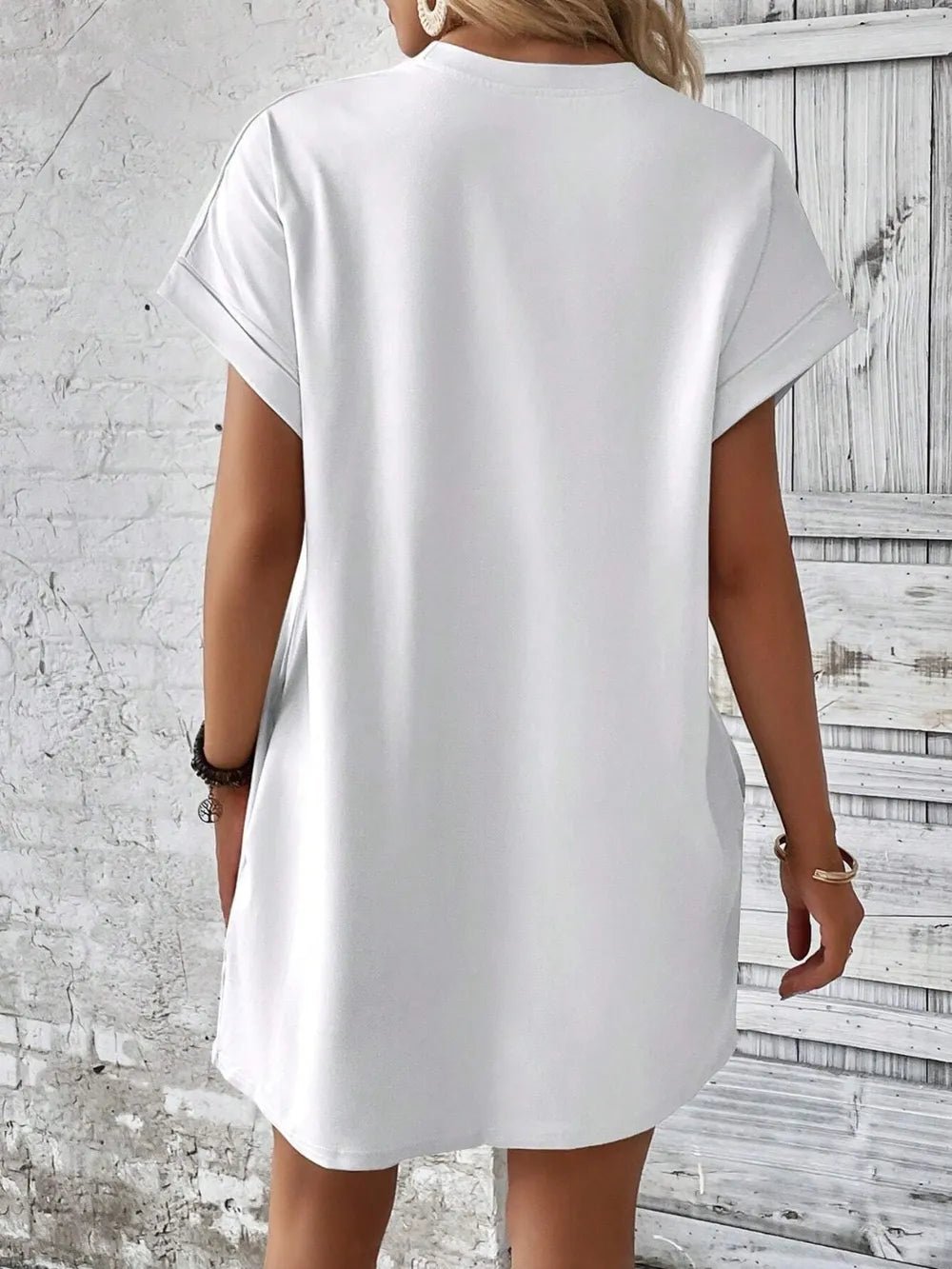 Round Neck Short Sleeve Mini Dress - Bela Fils BoutiqueBela Fils Boutique