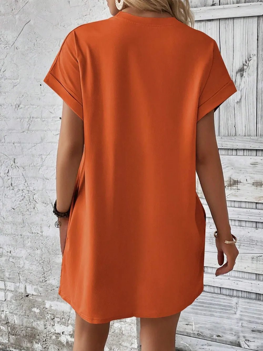 Round Neck Short Sleeve Mini Dress - Bela Fils BoutiqueBela Fils Boutique