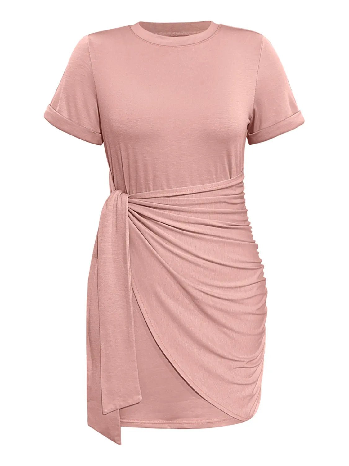 Round Neck Short Sleeve Mini Tee Dress - Bela Fils BoutiqueBela Fils Boutique