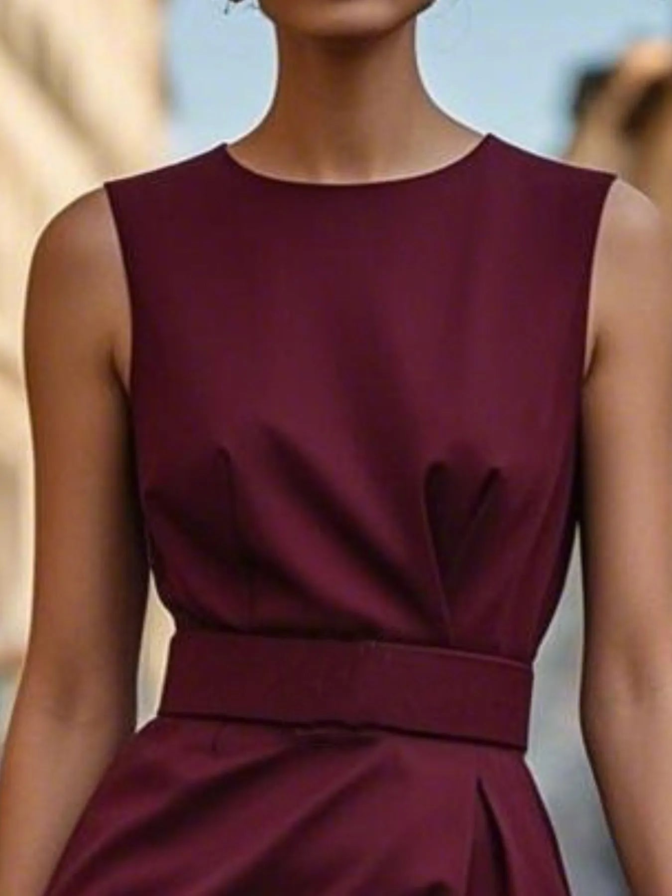 Round Neck Sleeveless Midi Sheath Dress - Bela Fils BoutiqueBela Fils Boutique