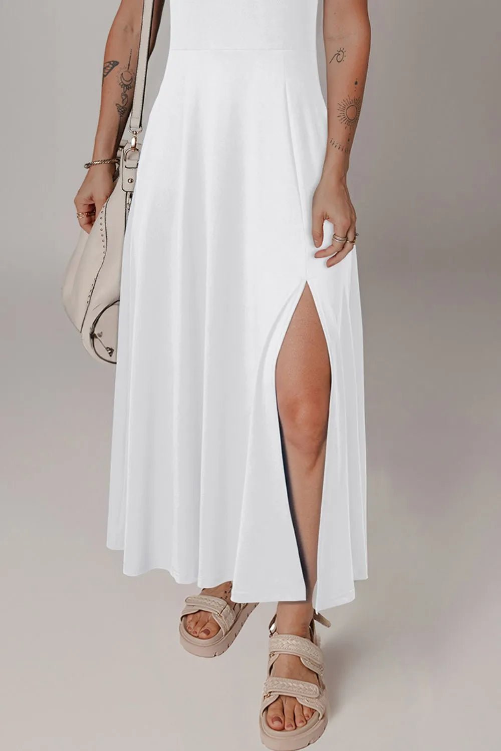 Side Slit Scoop Neck Wide Strap Dress - Bela Fils BoutiqueBela Fils Boutique