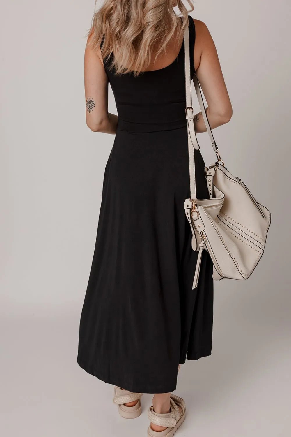 Side Slit Scoop Neck Wide Strap Dress - Bela Fils BoutiqueBela Fils Boutique