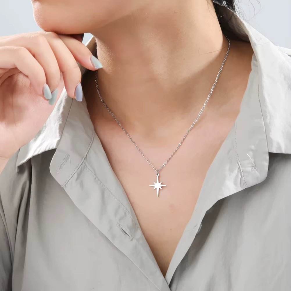 Simple North Star Pendant Necklace Fashion Women'S Necklace Stainless Steel Starlight Choker Jewelry Lover Party Gift - Bela Fils BoutiqueBela Fils Boutique