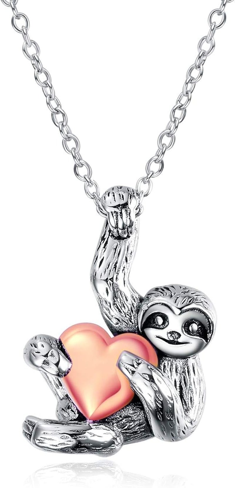 Sloth Necklace Gift – Silver Heart Pendant for Women & Girls - Bela Fils BoutiqueBela Fils Boutique