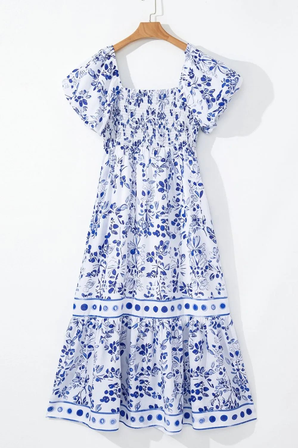 Smocked Printed Square Neck Puff Sleeve Dress - Bela Fils BoutiqueBela Fils Boutique