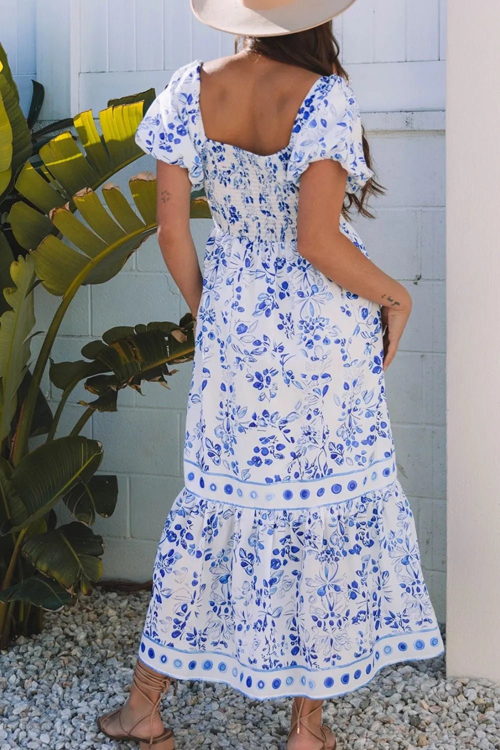 Smocked Printed Square Neck Puff Sleeve Dress - Bela Fils BoutiqueBela Fils Boutique