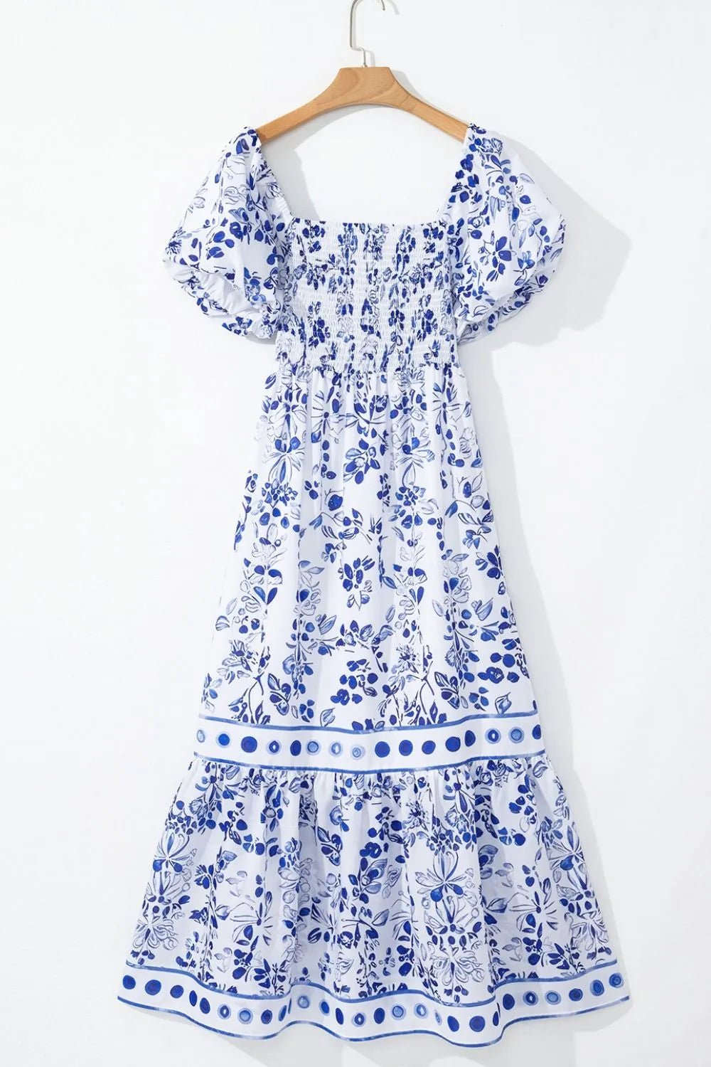 Smocked Printed Square Neck Puff Sleeve Dress - Bela Fils BoutiqueBela Fils Boutique