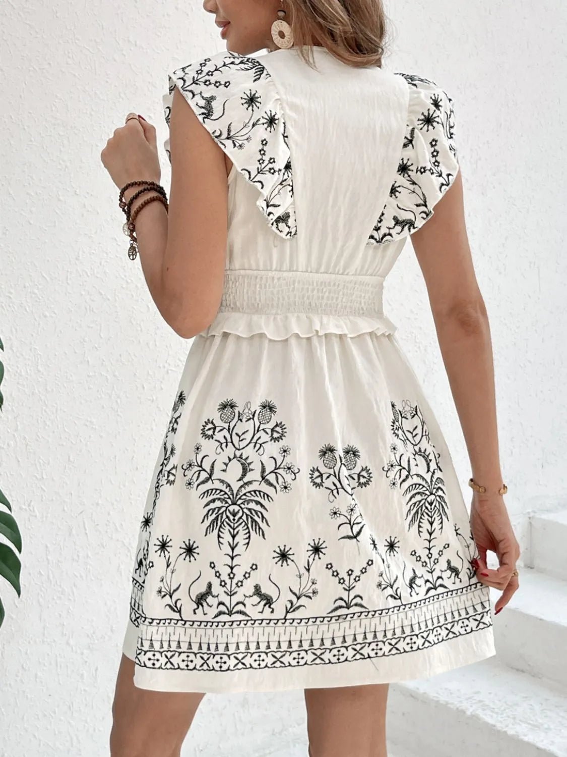 Smocked Ruffled Cap Sleeve Mini Dress - Bela Fils BoutiqueBela Fils Boutique