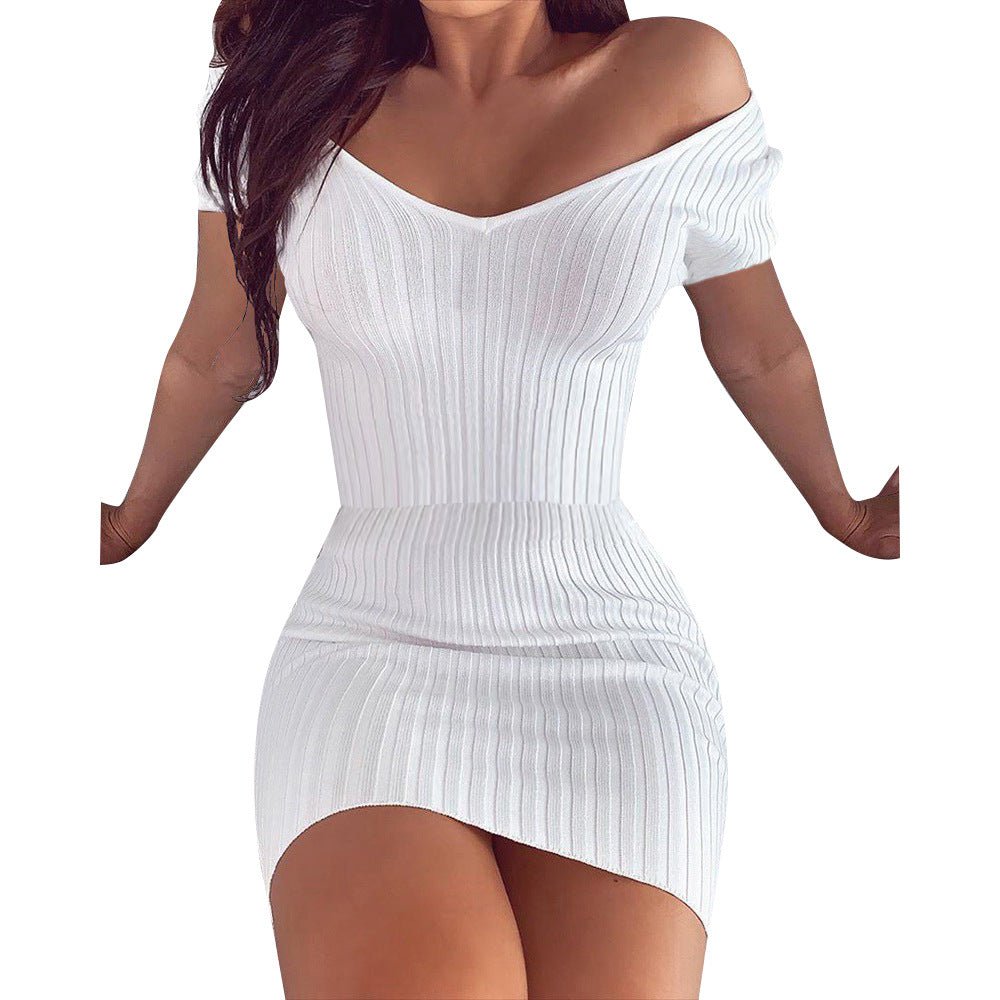 Spring V-Neck Ribbed Mini Dress for Women - Bela Fils BoutiqueBela Fils Boutique
