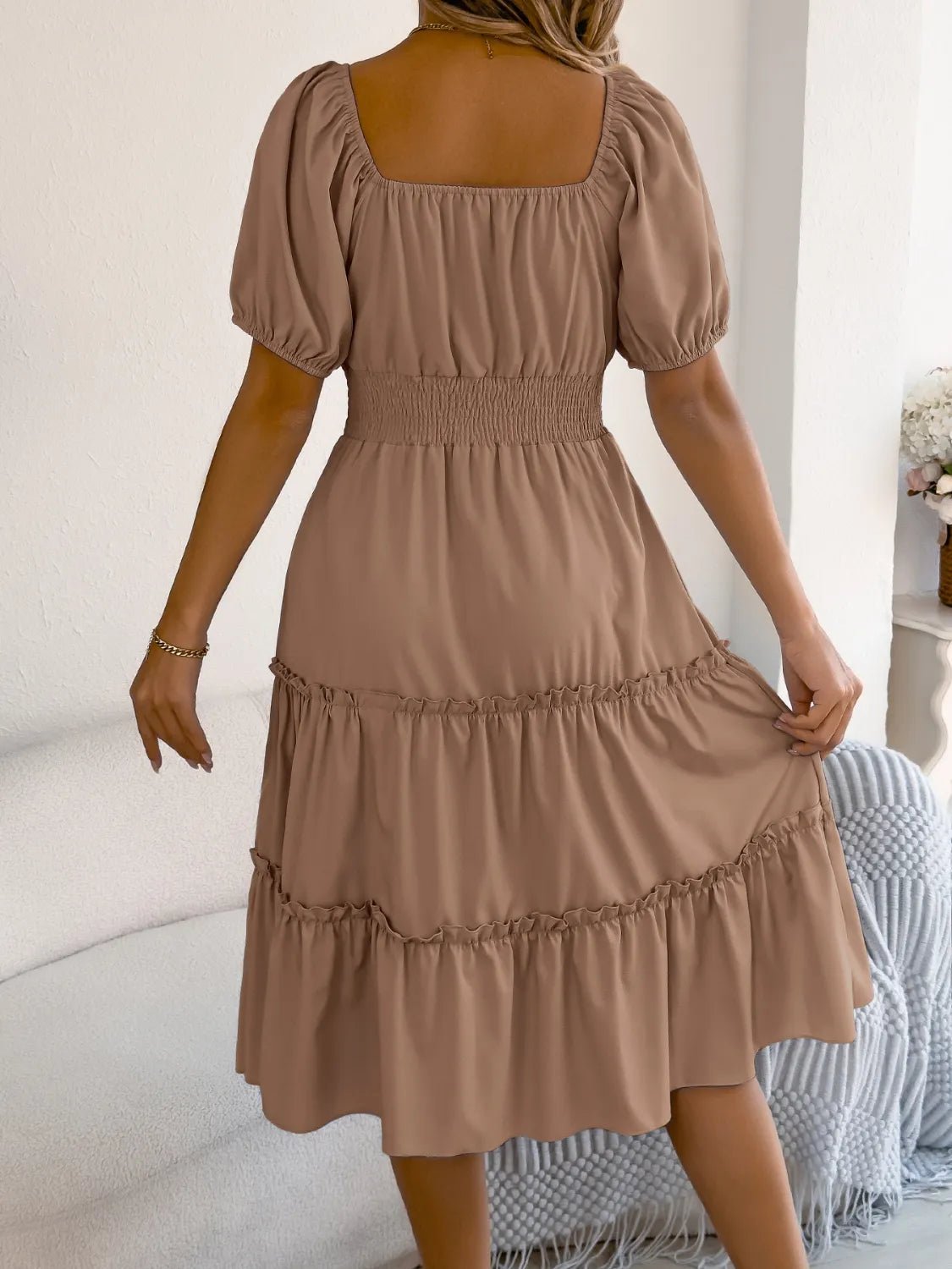 Square Neck Short Puff Sleeve Dress - Bela Fils BoutiqueBela Fils Boutique