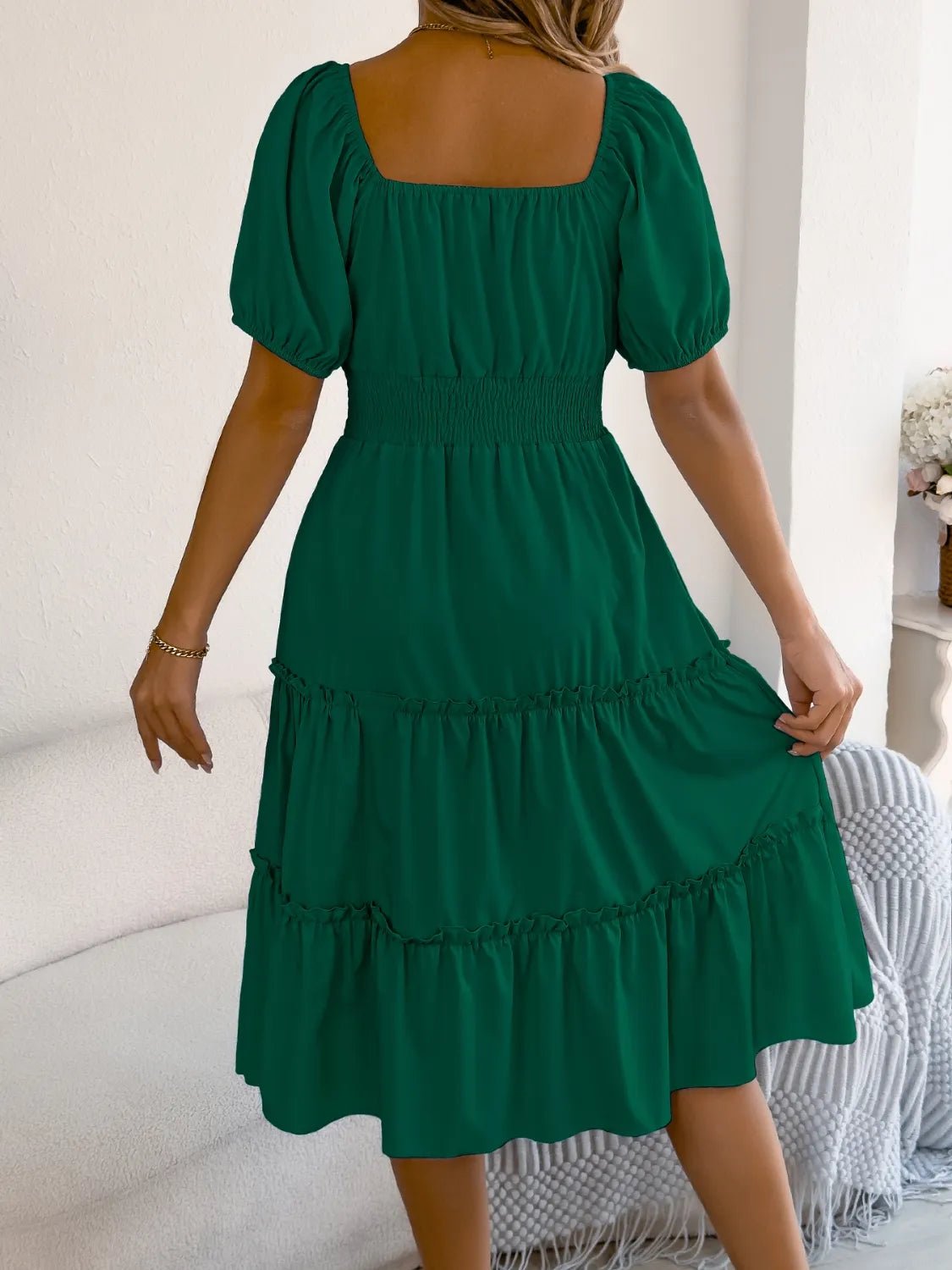 Square Neck Short Puff Sleeve Dress - Bela Fils BoutiqueBela Fils Boutique