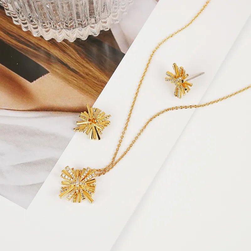 Starburst Gold - Plated Earrings and Necklace Set - Bela Fils BoutiqueBela Fils Boutique