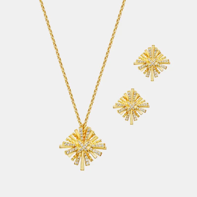 Starburst Gold - Plated Earrings and Necklace Set - Bela Fils BoutiqueBela Fils Boutique