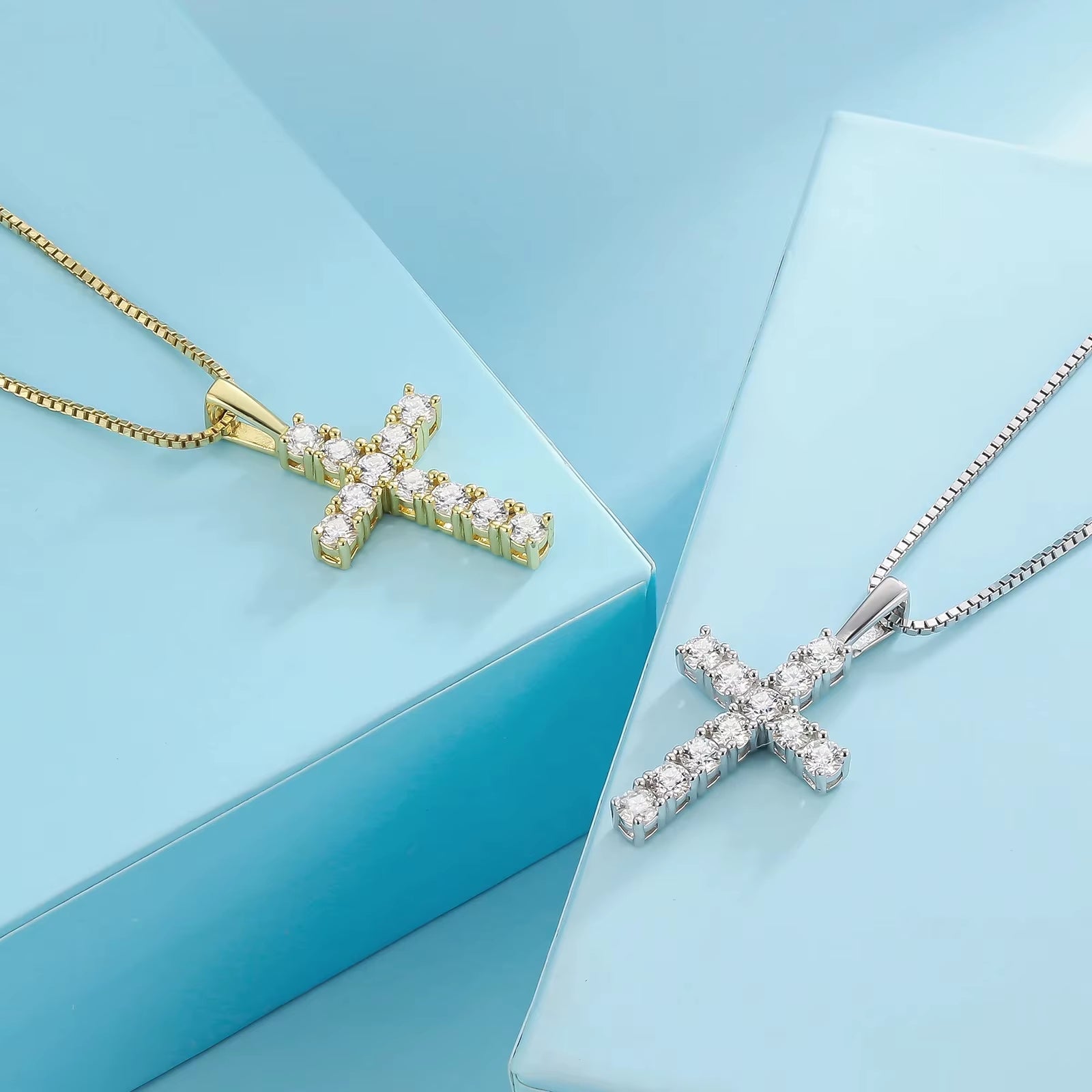 Sterling Silver Moissanite Cross Necklace for Men & Women - Bela Fils BoutiqueBela Fils Boutique