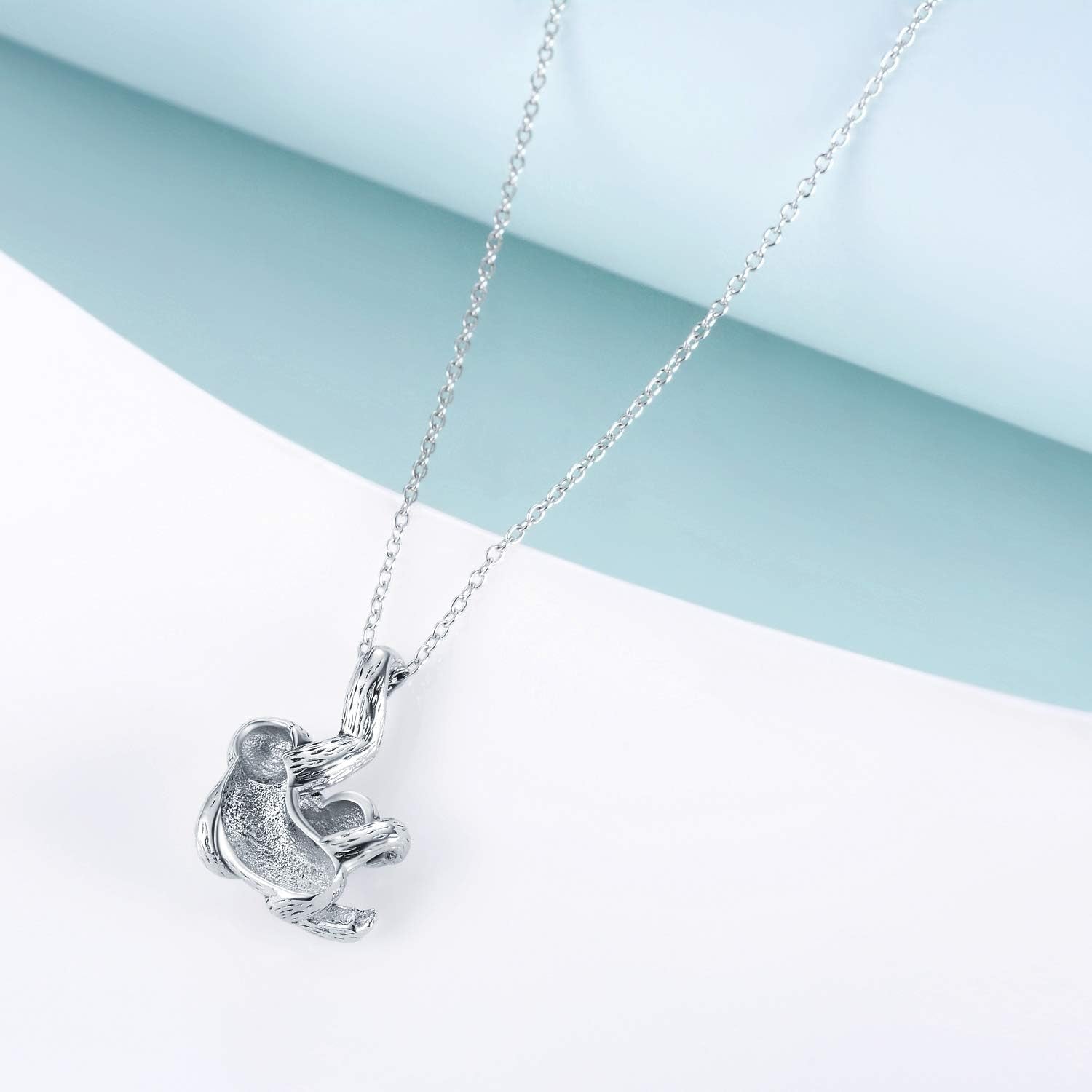 Sterling Silver Sloth Necklace – Heart Crystal Pendant - Bela Fils BoutiqueBela Fils Boutique