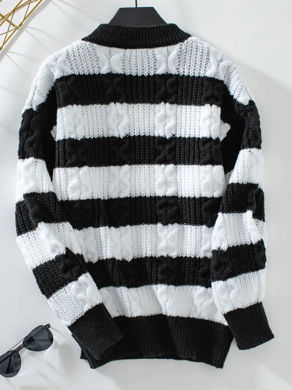 Striped Round Neck Long Sleeve Sweater - Bela Fils BoutiqueBela Fils Boutique
