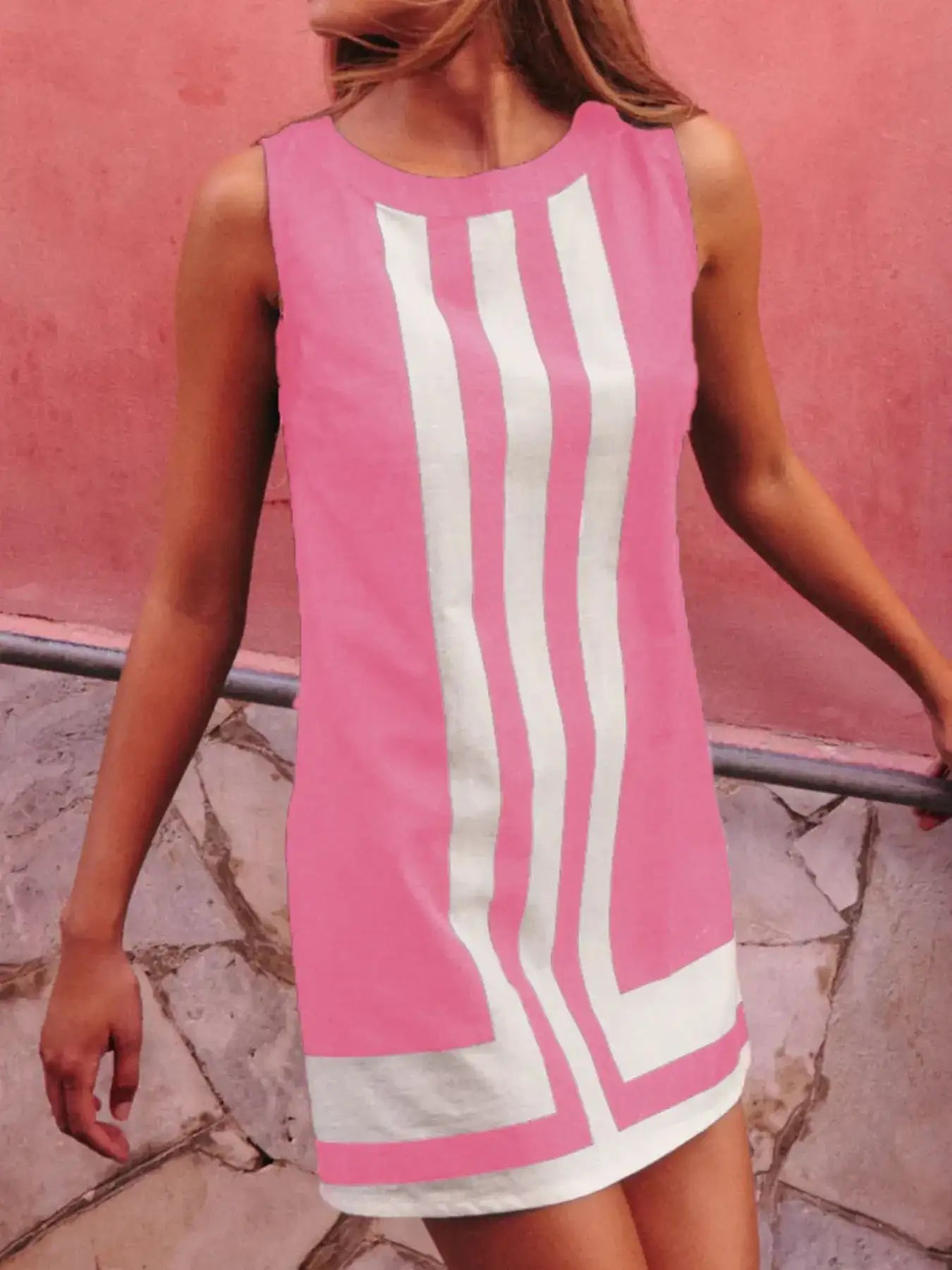 Striped Round Neck Sleeveless Dress - Bela Fils BoutiqueBela Fils Boutique