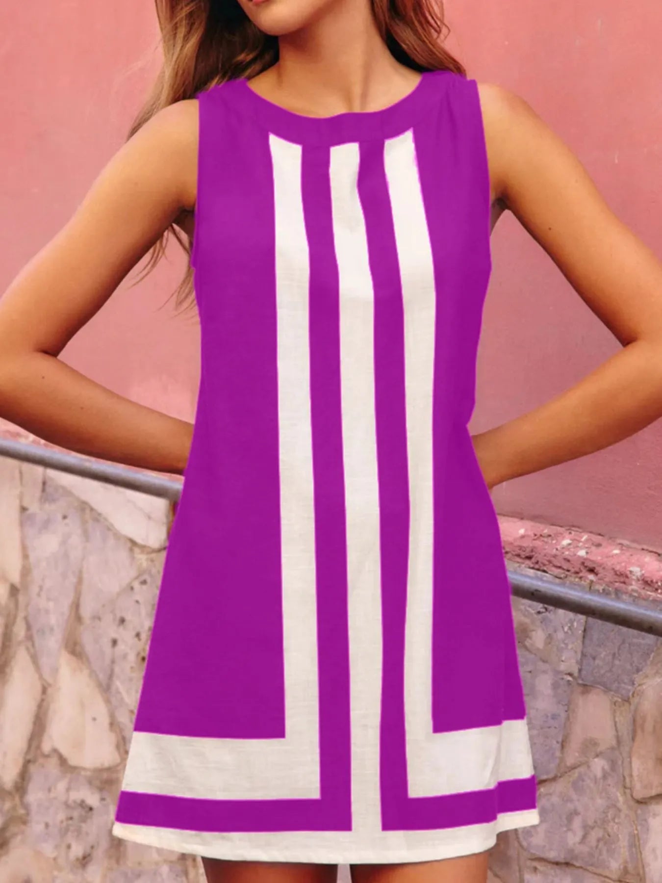 Striped Round Neck Sleeveless Dress - Bela Fils BoutiqueBela Fils Boutique