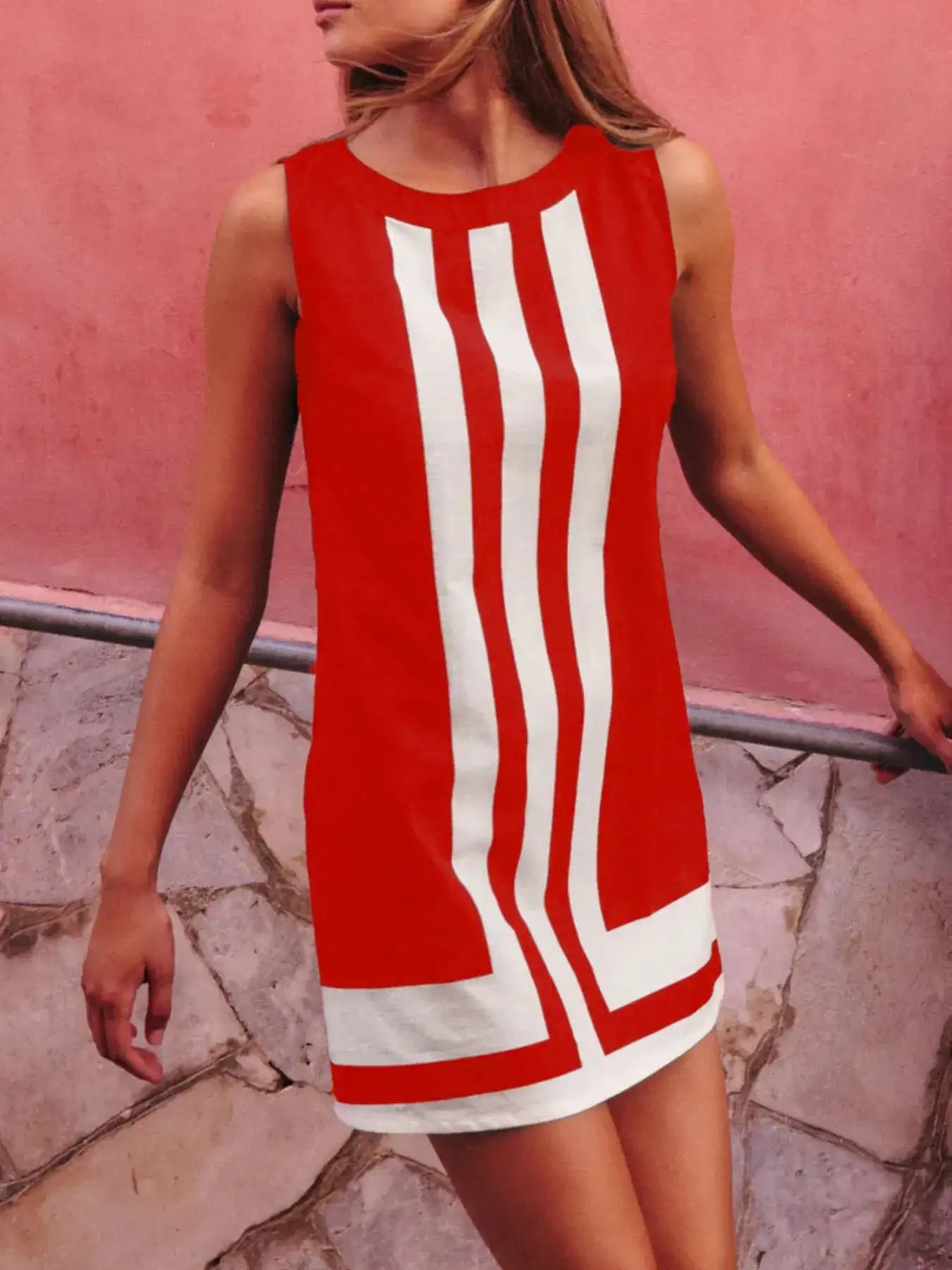 Striped Round Neck Sleeveless Dress - Bela Fils BoutiqueBela Fils Boutique