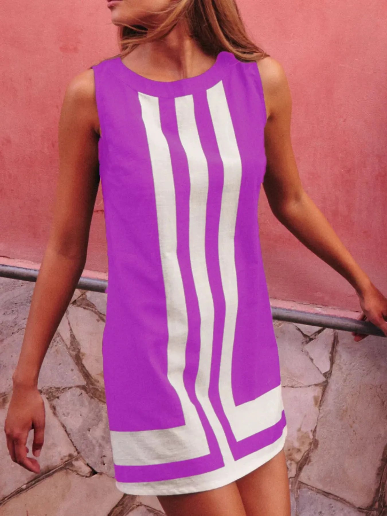 Striped Round Neck Sleeveless Dress - Bela Fils BoutiqueBela Fils Boutique