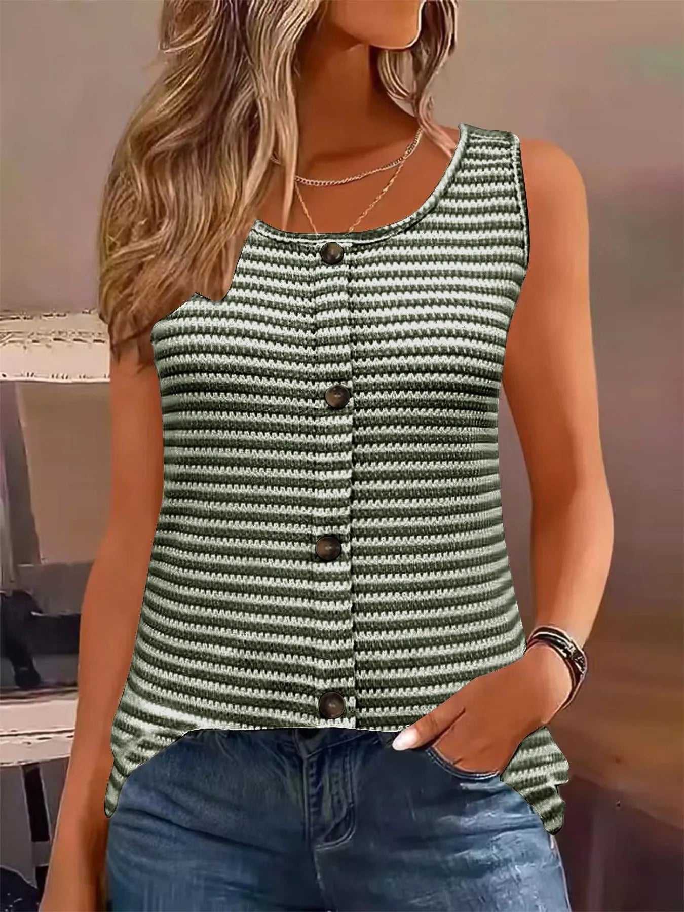 Striped Round Neck Tank Top - Bela Fils BoutiqueBela Fils Boutique