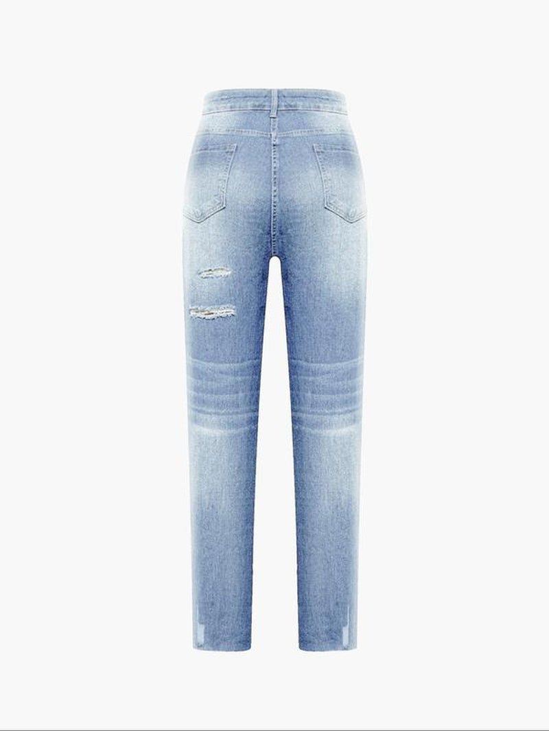 Stylish Plus Size Distressed Ripped Jeans for Women - Casual Denim for All Seasons, Perfect for Outdoor Wear and Street Style - Bela Fils BoutiqueBela Fils Boutique