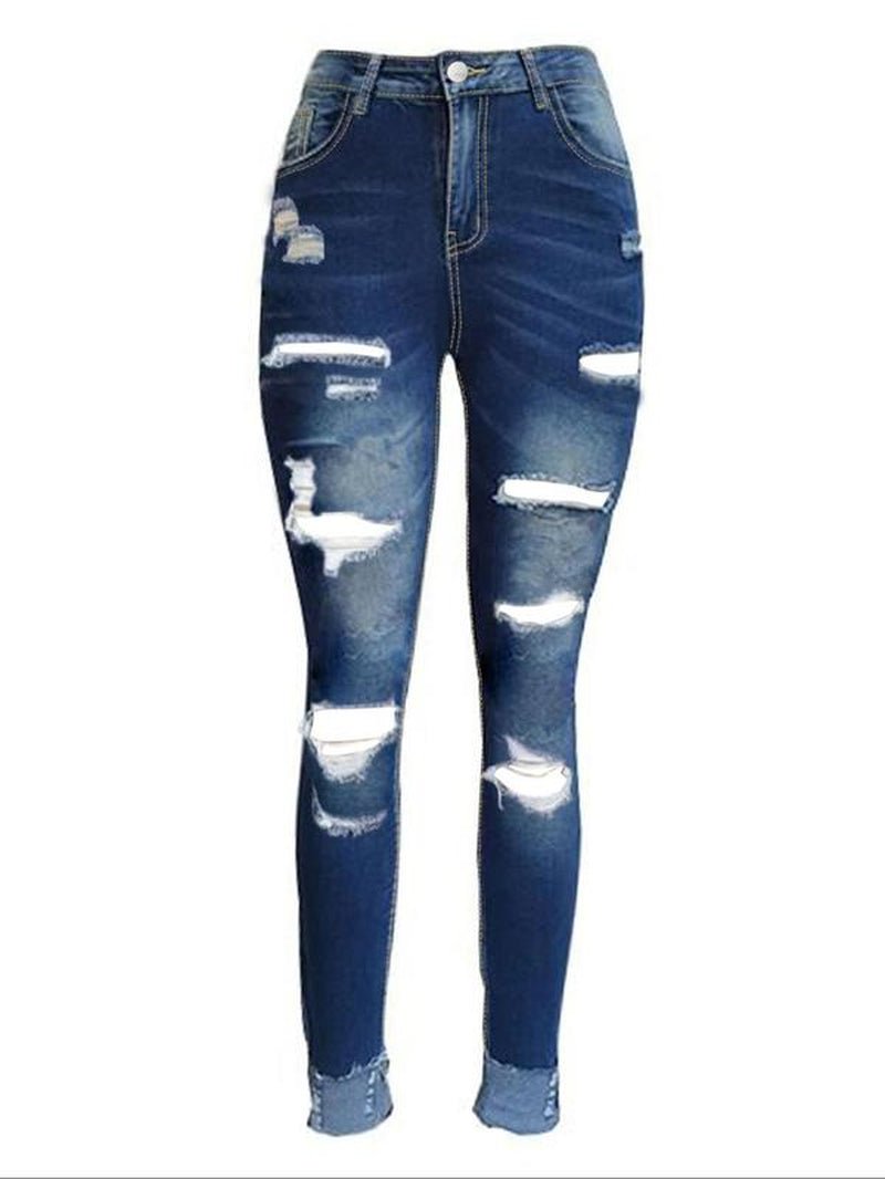 Stylish Plus Size Distressed Ripped Jeans for Women - Casual Denim for All Seasons, Perfect for Outdoor Wear and Street Style - Bela Fils BoutiqueBela Fils Boutique