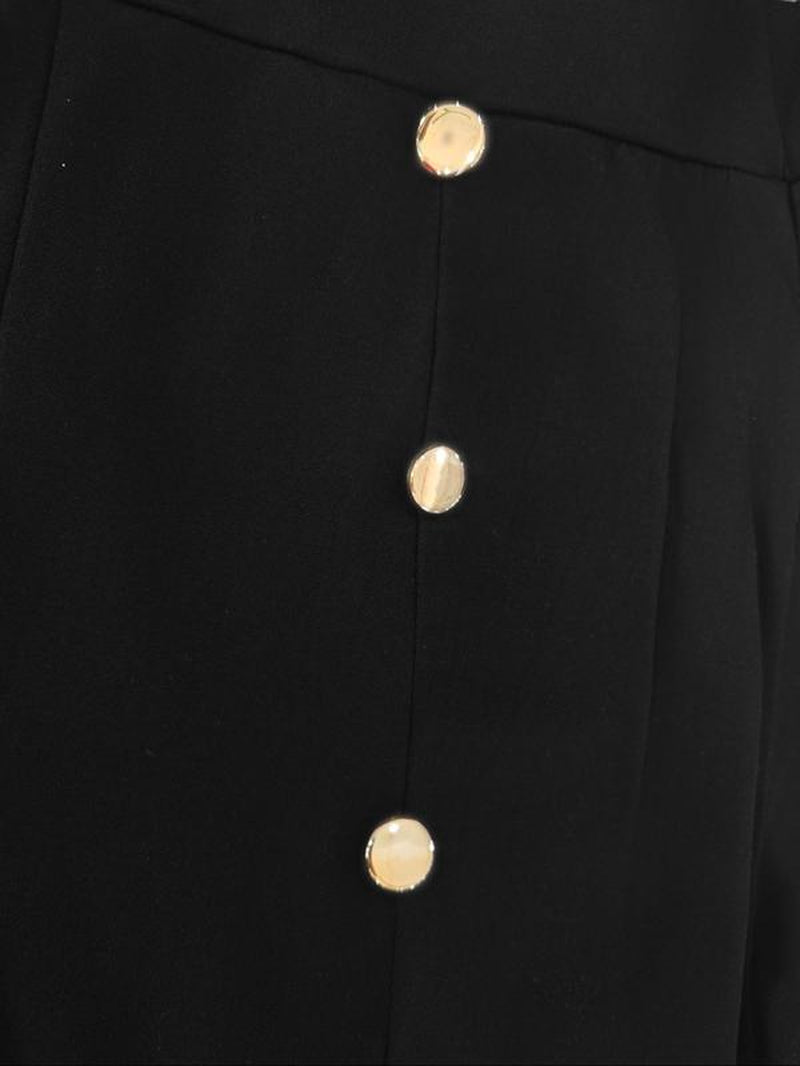 Stylish Plus Size High Waist Wide Leg Pants with Double Button Detail - Comfortable Casual Trousers for Fall & Winter Outdoor Wear - Bela Fils BoutiqueBela Fils Boutique