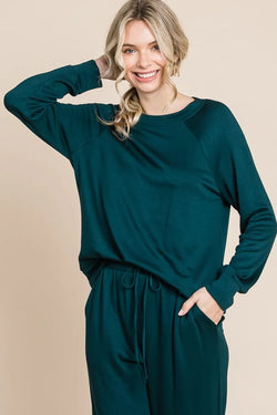 Super Lady Round Neck Raglan Sleeve Top and Drawstring Pants Lounge Set - Bela Fils BoutiqueBela Fils Boutique