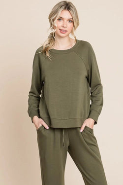 Super Lady Round Neck Raglan Sleeve Top and Pants Lounge Set - Bela Fils BoutiqueBela Fils Boutique