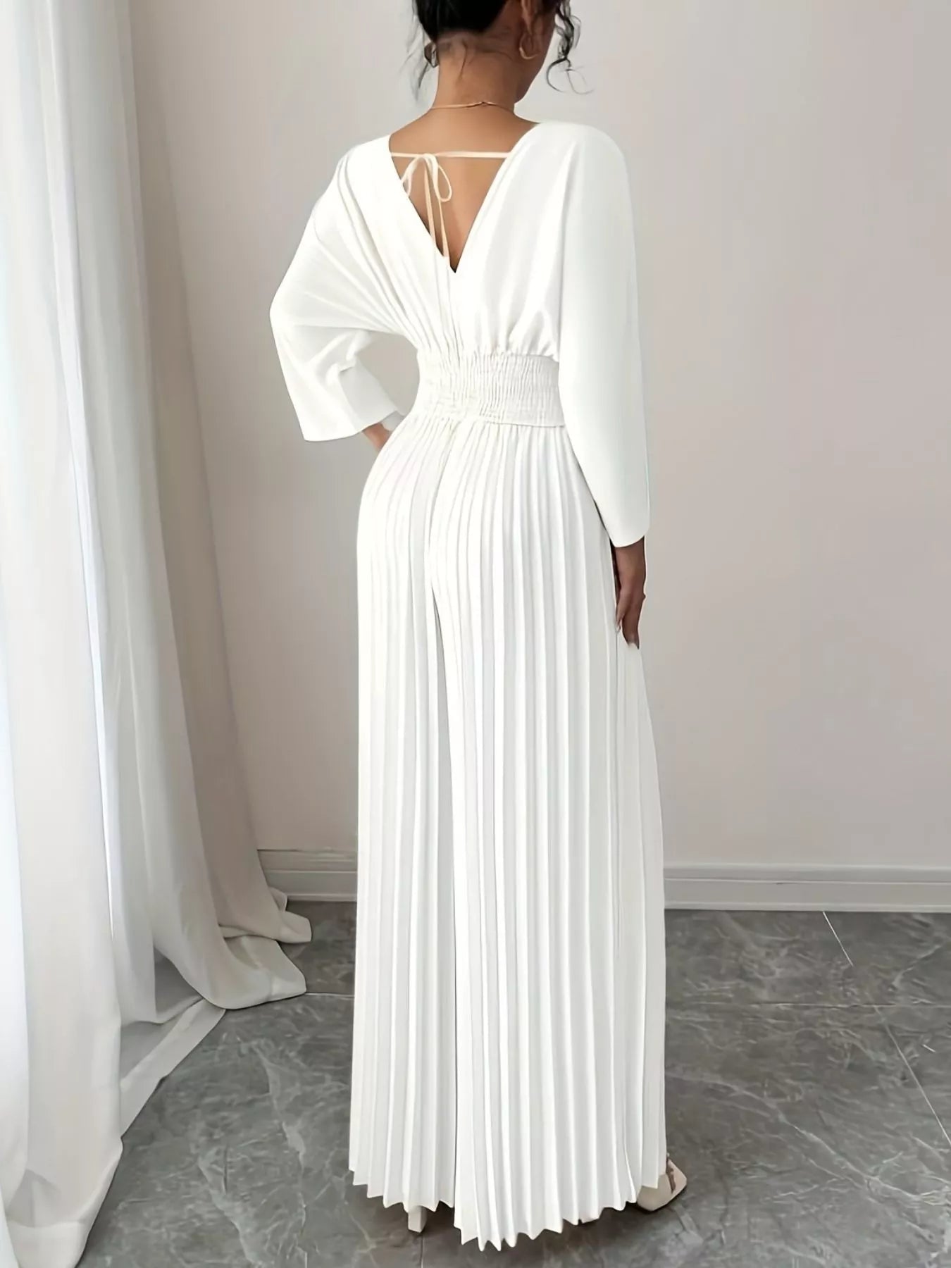 Surplice Pleated Wide Leg Jumpsuit - Bela Fils BoutiqueBela Fils Boutique