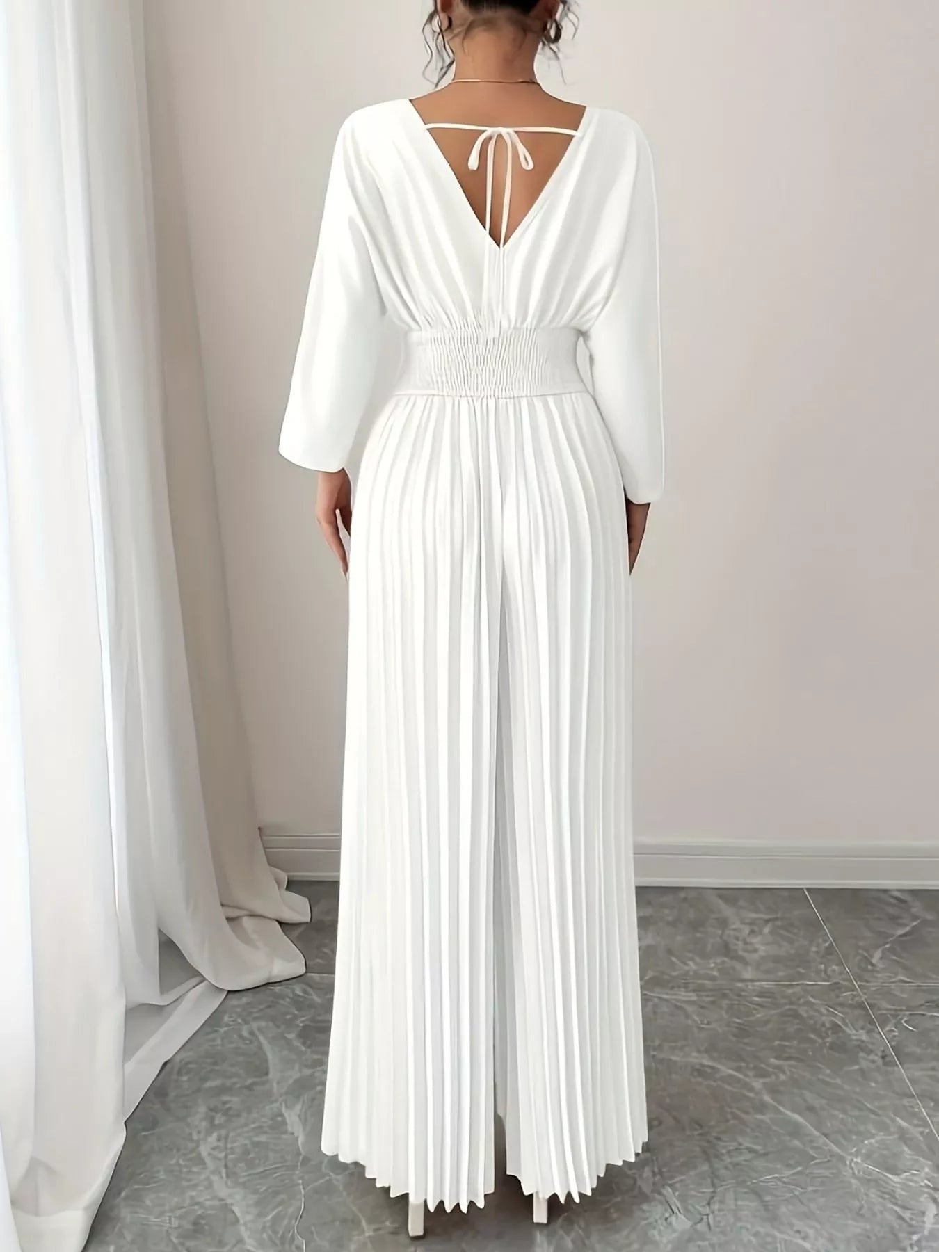 Surplice Pleated Wide Leg Jumpsuit - Bela Fils BoutiqueBela Fils Boutique