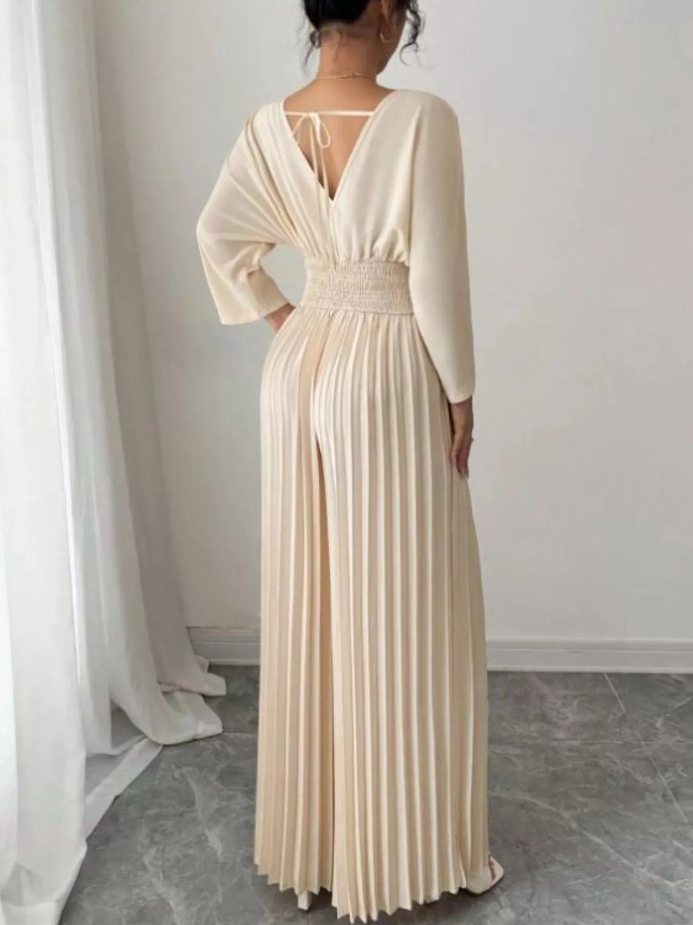 Surplice Pleated Wide Leg Jumpsuit - Bela Fils BoutiqueBela Fils Boutique