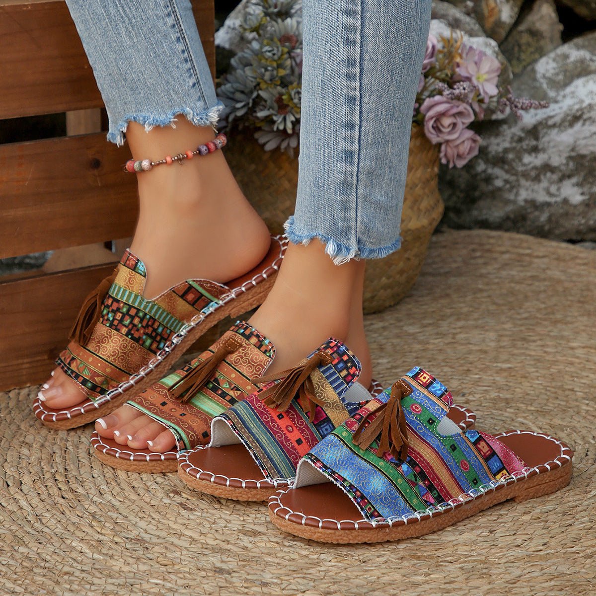 Tassel Open Toe Sandals - Bela Fils BoutiqueBela Fils Boutique