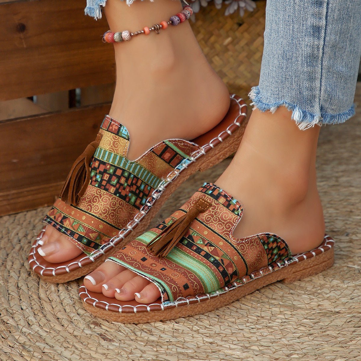 Tassel Open Toe Sandals - Bela Fils BoutiqueBela Fils Boutique