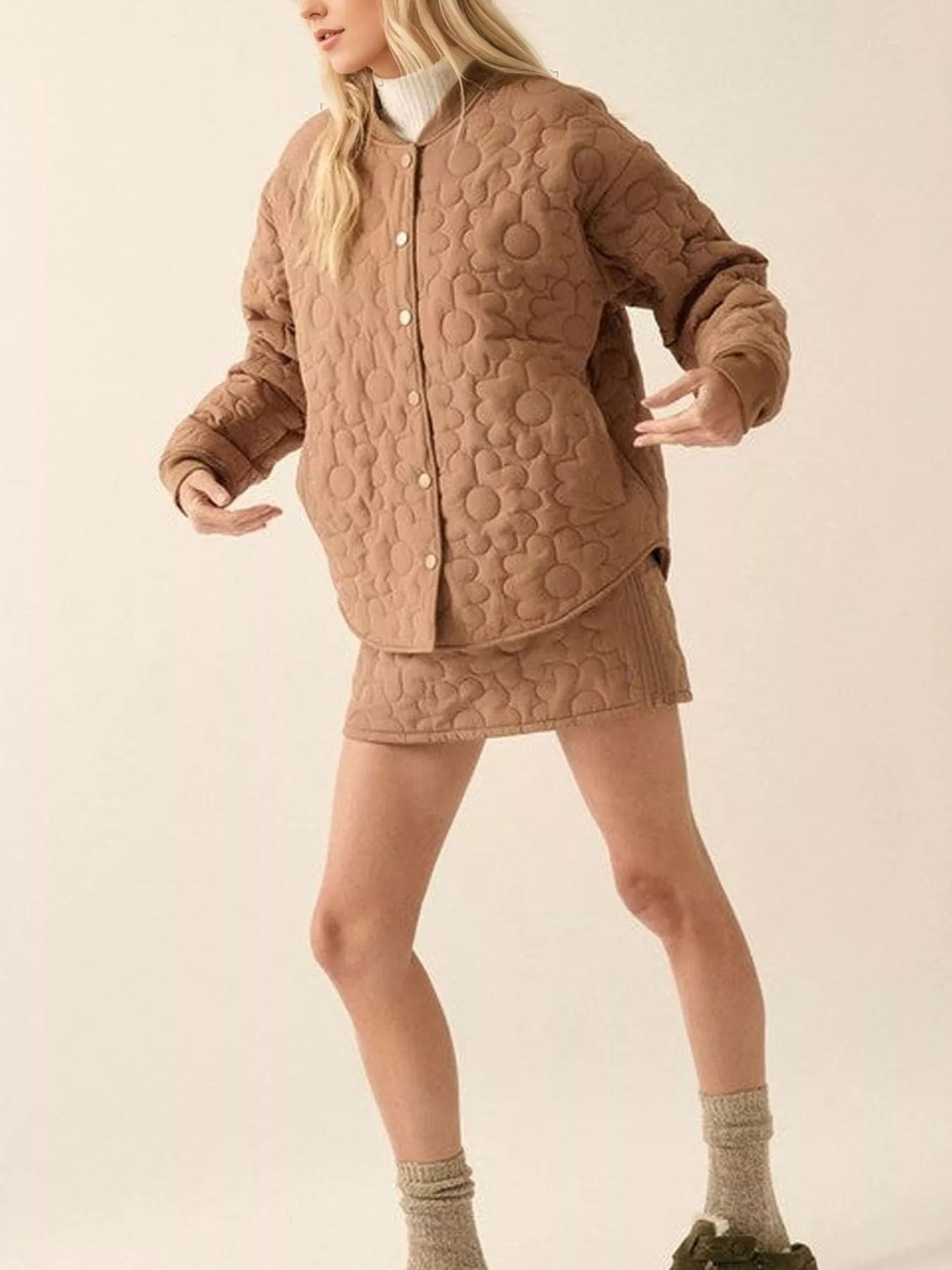 Textured snap button outerwear jacket - Bela Fils BoutiqueBela Fils Boutique