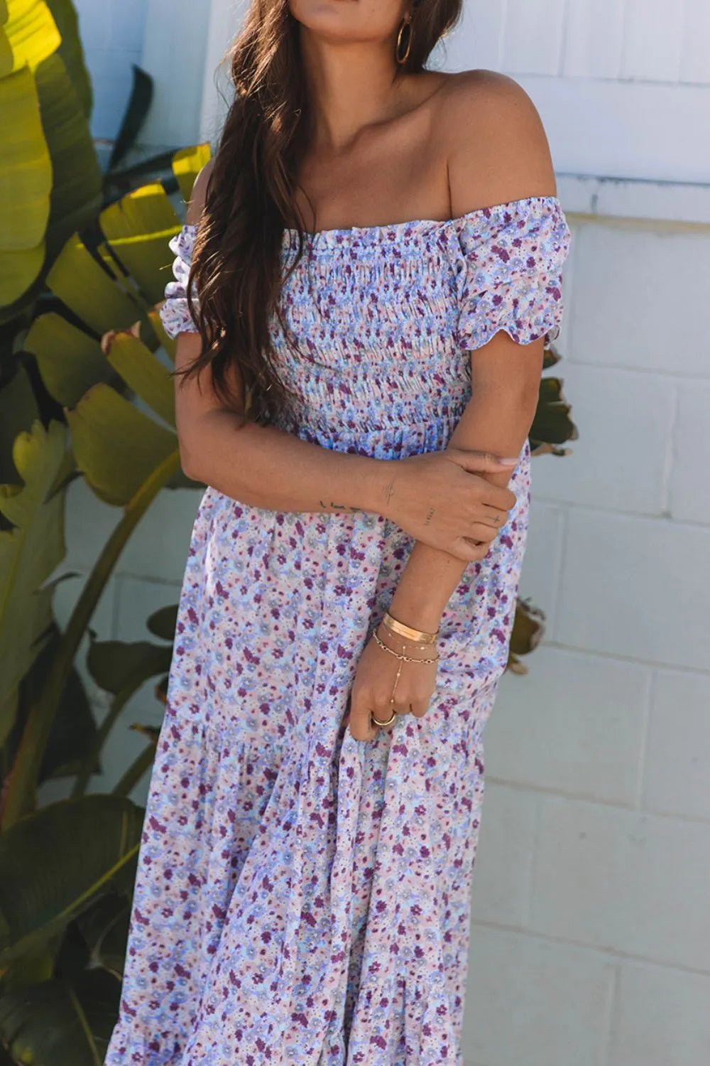 Tiered Floral Shirred High Waist Maxi Dress - Bela Fils BoutiqueBela Fils Boutique
