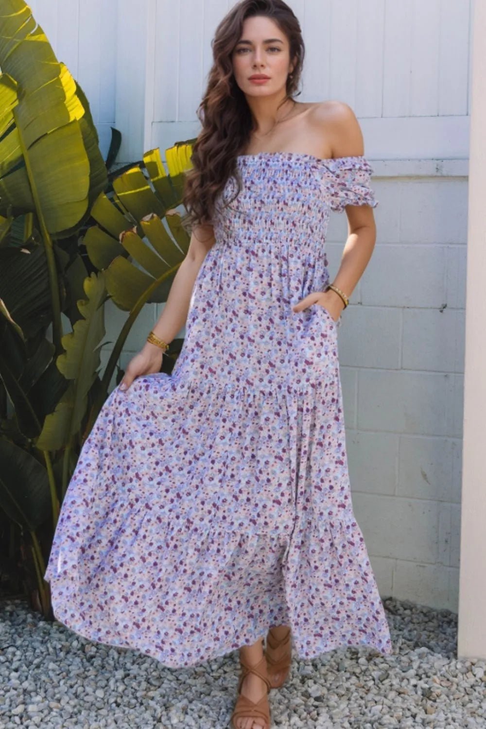 Tiered Floral Shirred High Waist Maxi Dress - Bela Fils BoutiqueBela Fils Boutique
